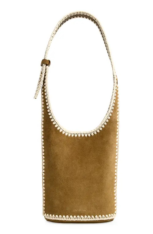 Veronica Beard Small Whipstitch Loop Suede Shoulder Bag in Acorn Multi at Nordstrom | Nordstrom