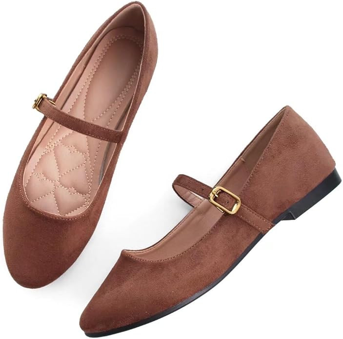 TN TANGNEST Women's Leather Flats Comfortable Square Toe Dress Flats Retro Soft Mary Jane Flats | Amazon (US)