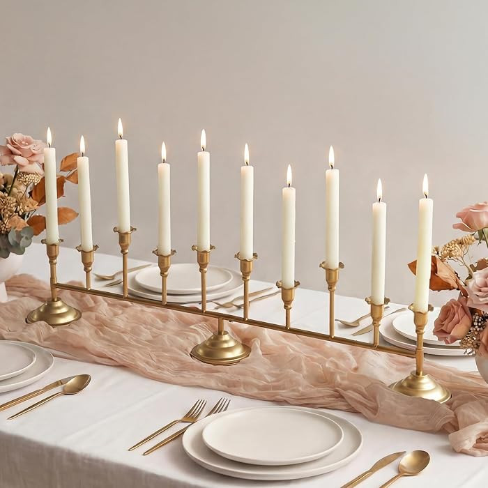 Sziqiqi Gold Candelabra Wedding Centerpieces: 32 inches Long Candelabra - Vintage Candle Holder f... | Amazon (US)