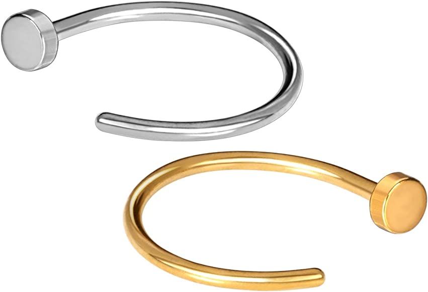 JewelrieShop Nose Rings Hoop 20G Stainless Steel Nose Piercing Jewelry Fake Lip Hoop Rings for Wo... | Amazon (US)