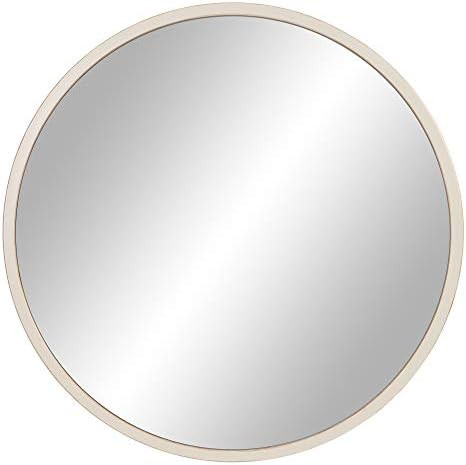 30" Distressed White Metal Framed Round Wall Mirror | Amazon (US)