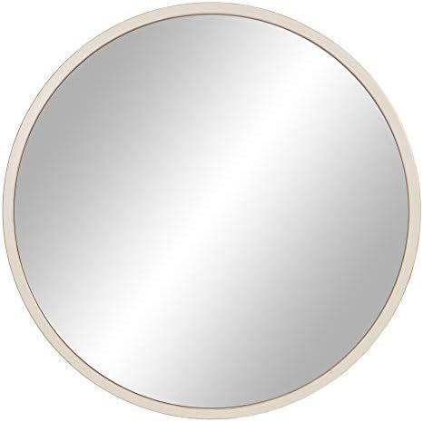 30" Distressed White Metal Framed Round Wall Mirror | Amazon (US)