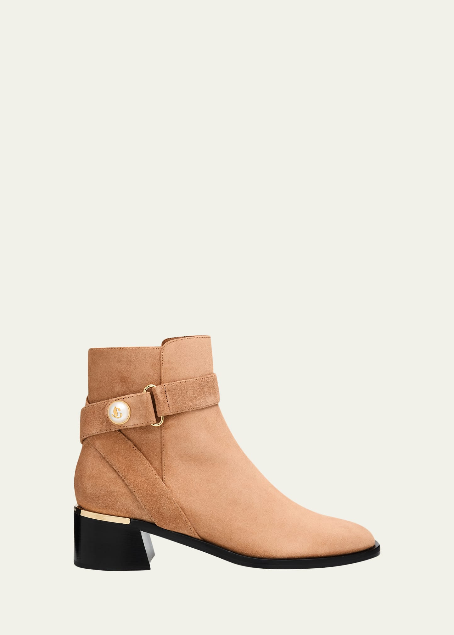 Jimmy Choo Noor 45 Suede Pearly-Button Ankle Boots | Bergdorf Goodman