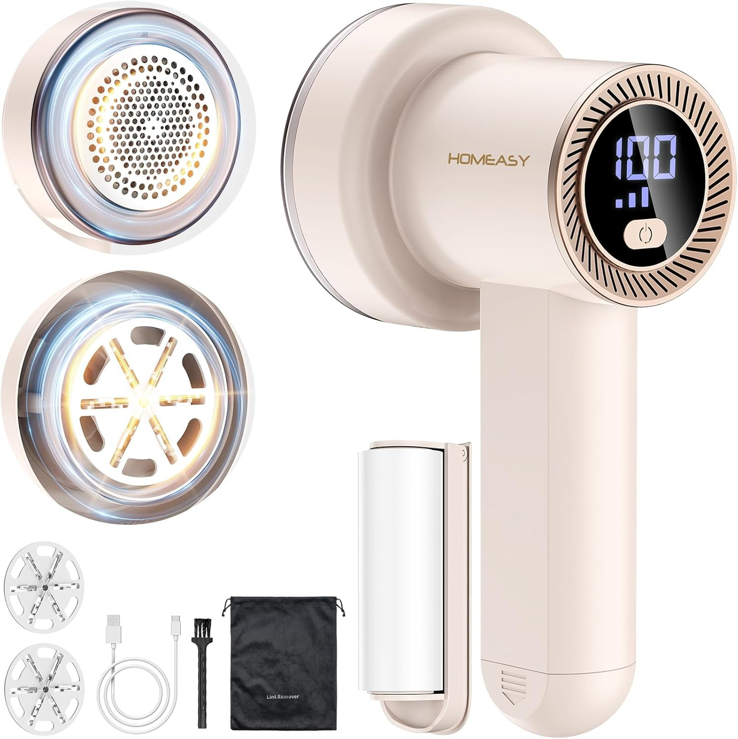 Fabric Shaver Fuzz Remover Rechargeable, HOMEASY Electric Lint Remover Shaver with 3 Blades & LED... | Amazon (US)