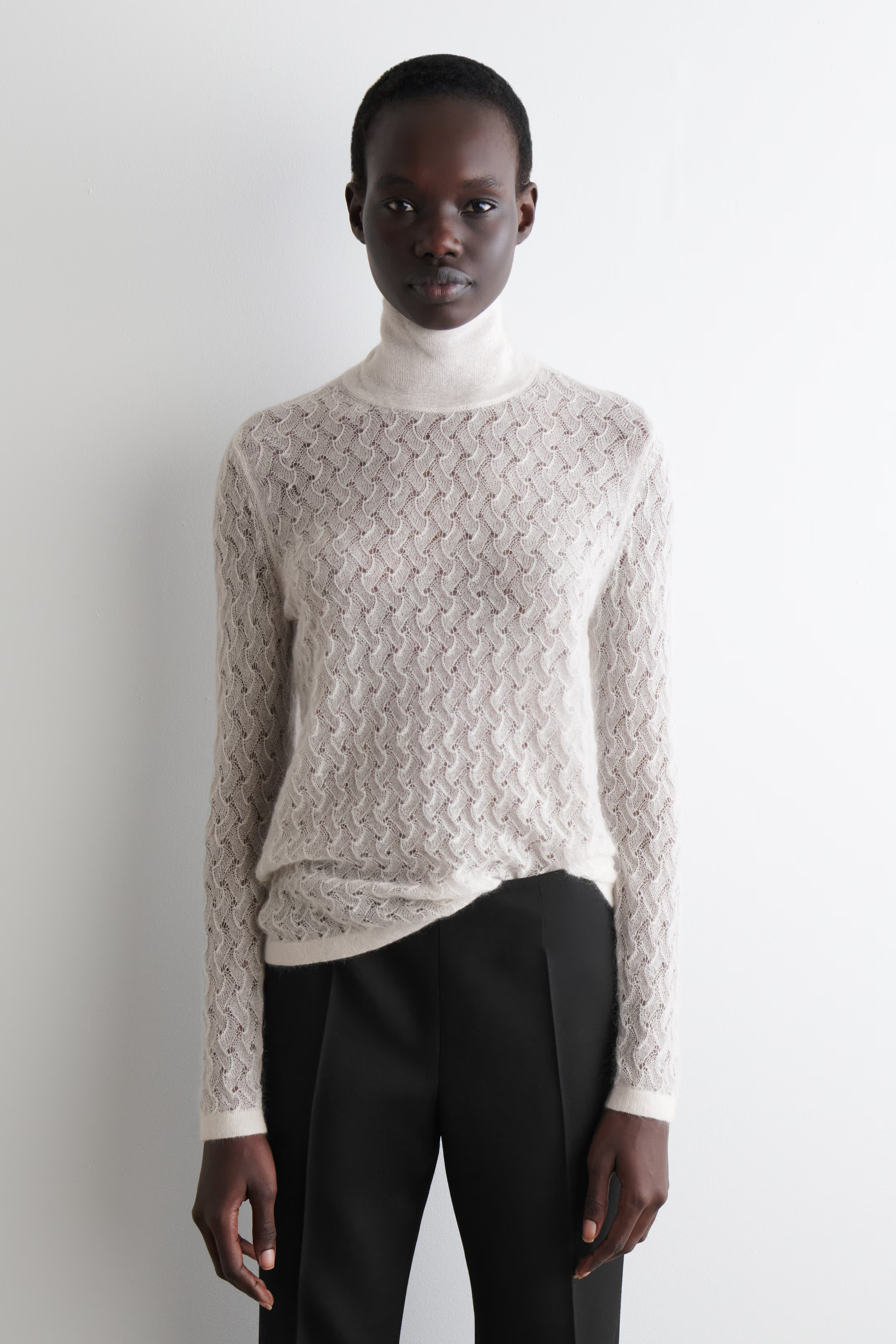 POINTELLE-KNIT MOHAIR SWEATER - IVORY | COS | COS (EU)