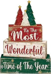 4 Pcs Christmas Decor Wooden Christmas Tree Tiered Tray Decor Xmas Centerpieces Farmhouse Wooden ... | Amazon (US)