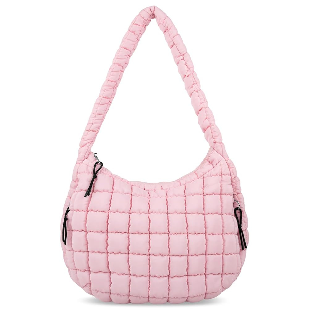 Quilted Puffer Tote Bag for Women - Large Crossbody Bag, Lightweight Nylon Puffy Carryall Hobo Pu... | Amazon (US)