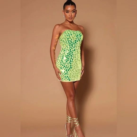 Neon Mirror Mini Dress Size XL NEW | Poshmark