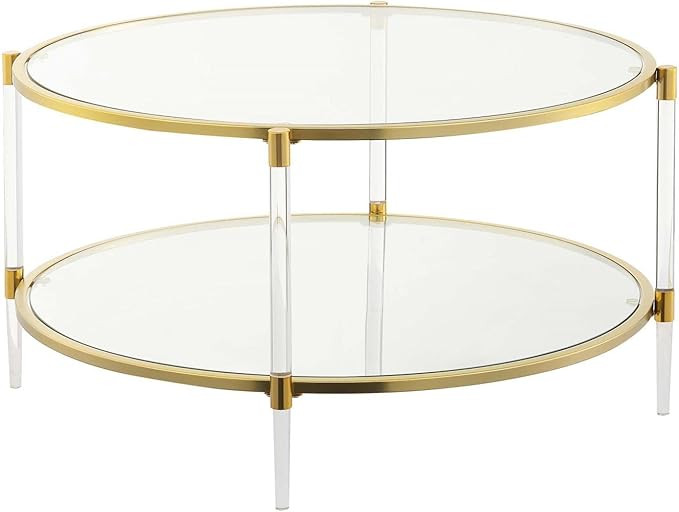 Convenience Concepts Royal Crest Acrylic Glass Coffee Table, Clear/Gold | Amazon (US)