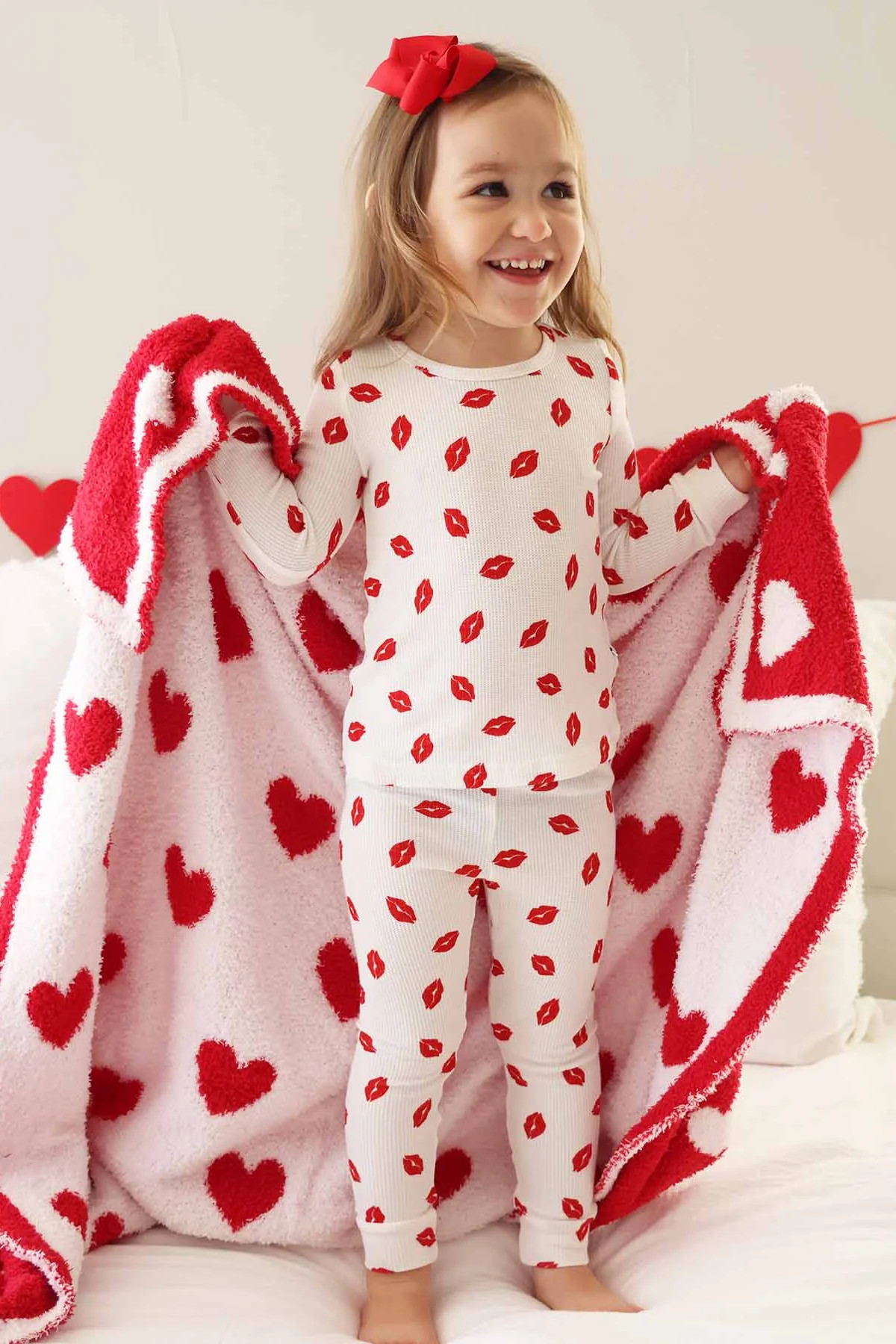 Little Kisses Bamboo Waffle Two Piece Pajama Set | Caden Lane