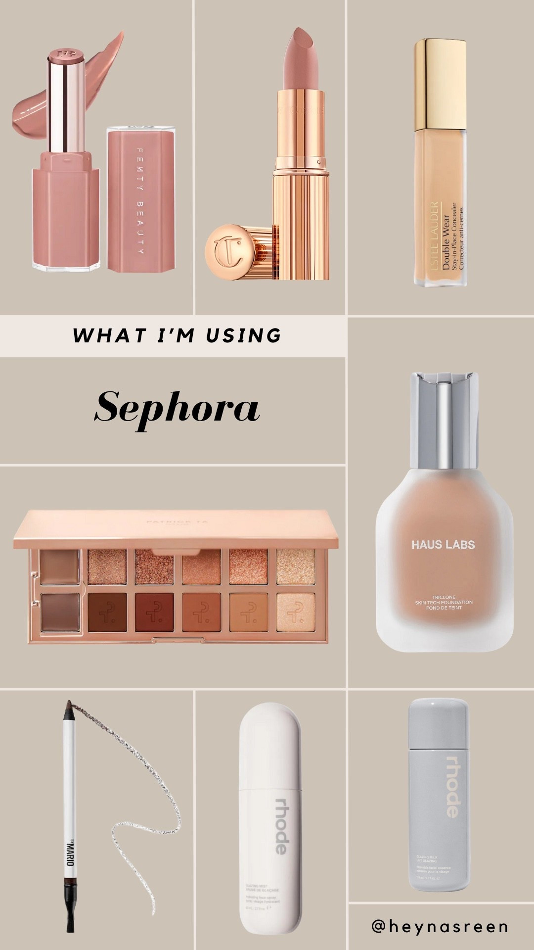 My current makeup favs from Sephora
Shades: 
Fenty Beauty gloss (blazd donut)
Charlotte Tilbury lipstick (Penelope pink)
Estée Lauder concealer 
Haus Labs foundation (230)
Makeup by Mario eyeliner (brown)


#LTKOver40 #LTKBeauty