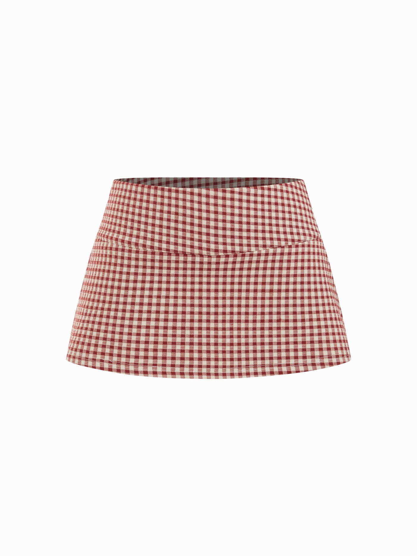 Jupe-short \u00e0 carreaux gingham taille basse A-line | Cider