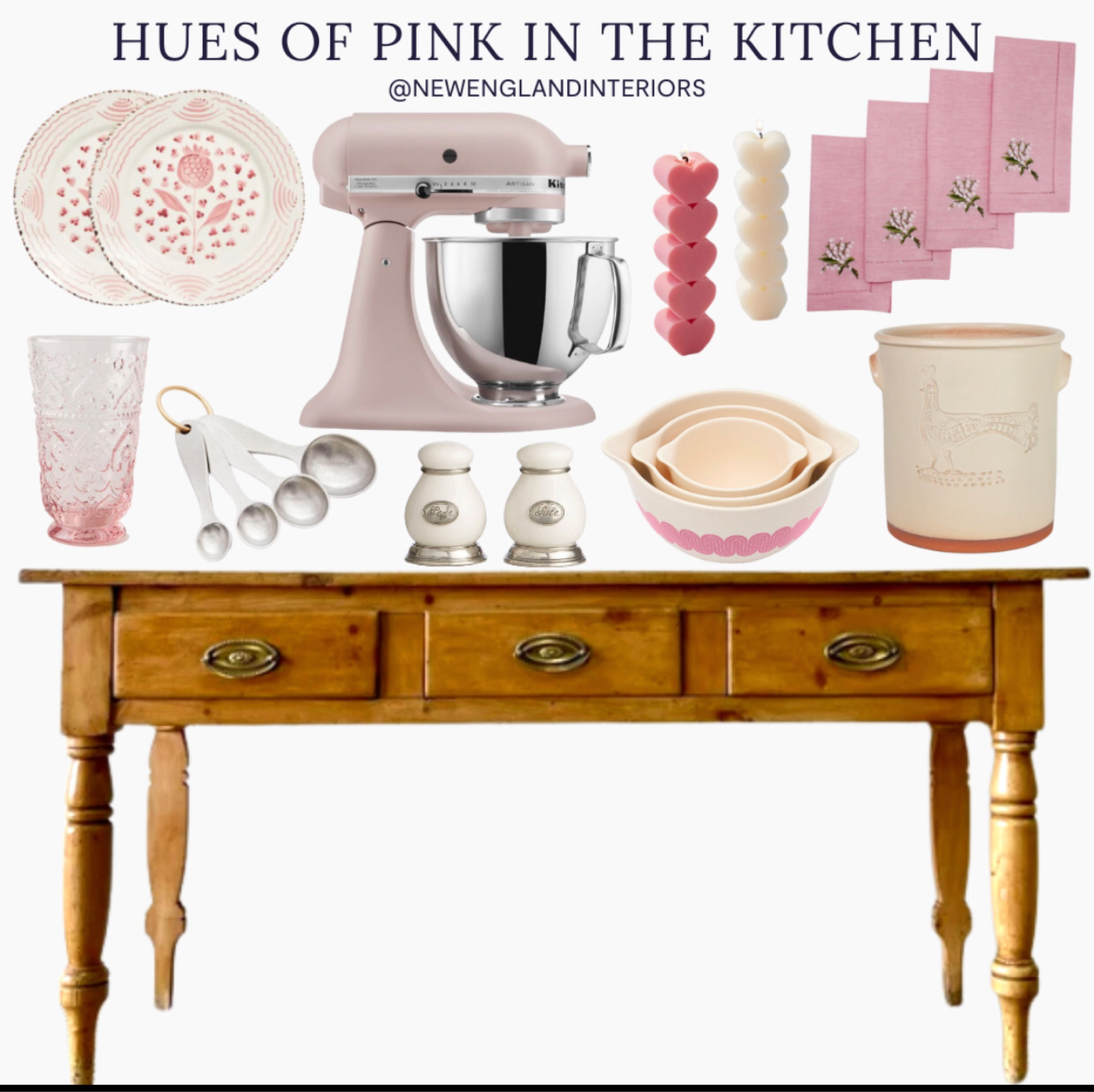 New England Interiors • Hues Of Pink In The Kitchen • Farmhouse Table, Salt & Pepper Shakers, Linens, Mixer, Dishes, Kitchen Accessories & Accents. 💕🌸

TO SHOP: Click the link in bio or copy and paste link in web browser 

#newengland #pink #kitchenreno #kitcheninspo #baking #farmhouse #colonial #vintage #love

#LTKhome #LTKFind