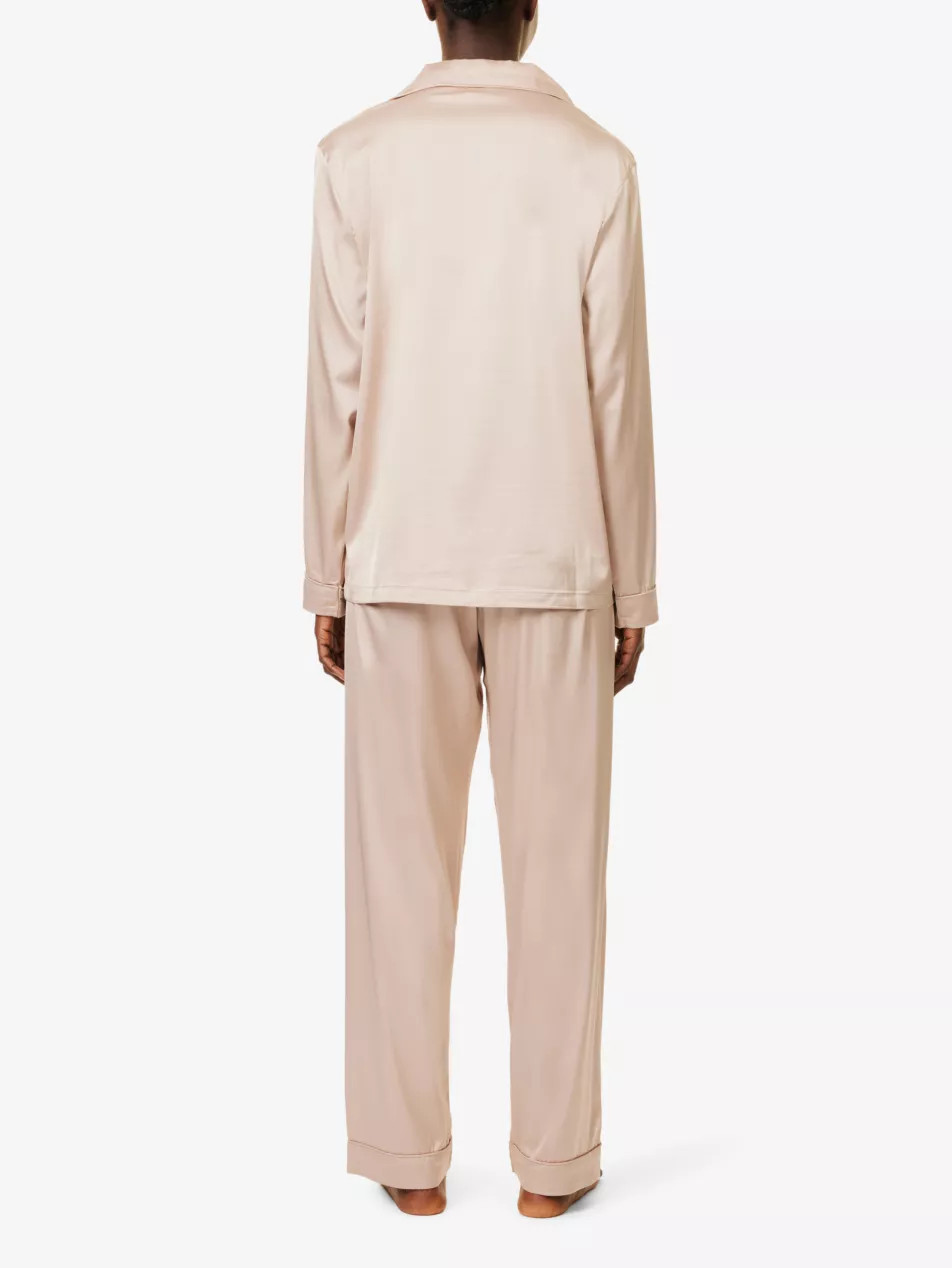 Contrast-piping straight-leg stretch-woven pyjama set | Selfridges