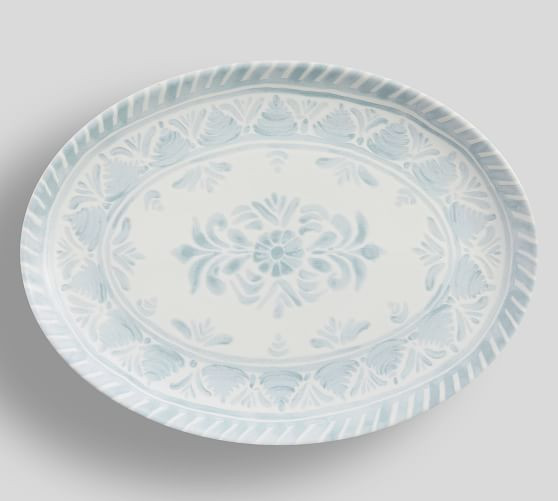 Chambray Tile Stoneware Serving Platters | Pottery Barn (US)
