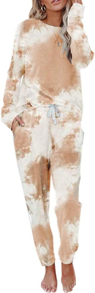 Eurivicy Women's Solid Sweatsuit Set 2 Piece Long Sleeve Pullover and Drawstring Sweatpants Sport... | Amazon (US)