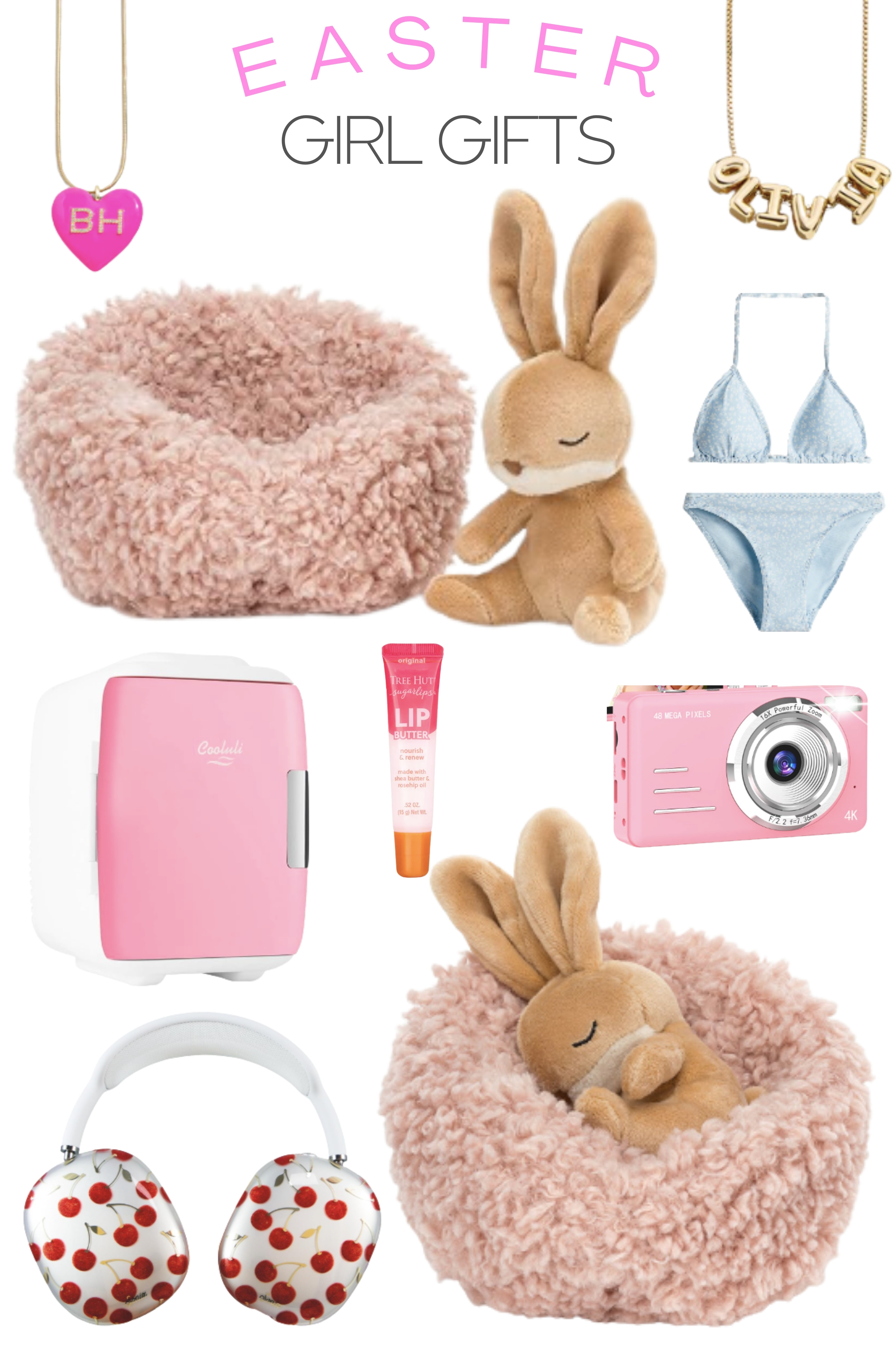 💖 Easter Gift Ideas for Girls, Tweens & Teens! 💖
Looking for the cutest Easter gifts that any girl will love? 🐰✨ I’ve rounded up favorites that are perfect for tweens and teens—think cozy Jellycat bunny, a personalized initial necklace, a trendy custom gold necklace, and a chic pink mini fridge for all their beauty must-haves! 🌸 Add a cute bikini, glossy lipgloss, a fun camera to capture memories, and adorable cherry headphones—Easter just got a whole lot sweeter! 🎀

#EasterGifts #TweenGiftGuide #TeenGiftIdeas #GirlsGiftGuide #EasterBasketIdeas #LTKkids #LTKunder100 #GiftIdeasForHer #LTKspring #EasterBasket 

 #LTKSeasonal #LTKKids #LTKFamily