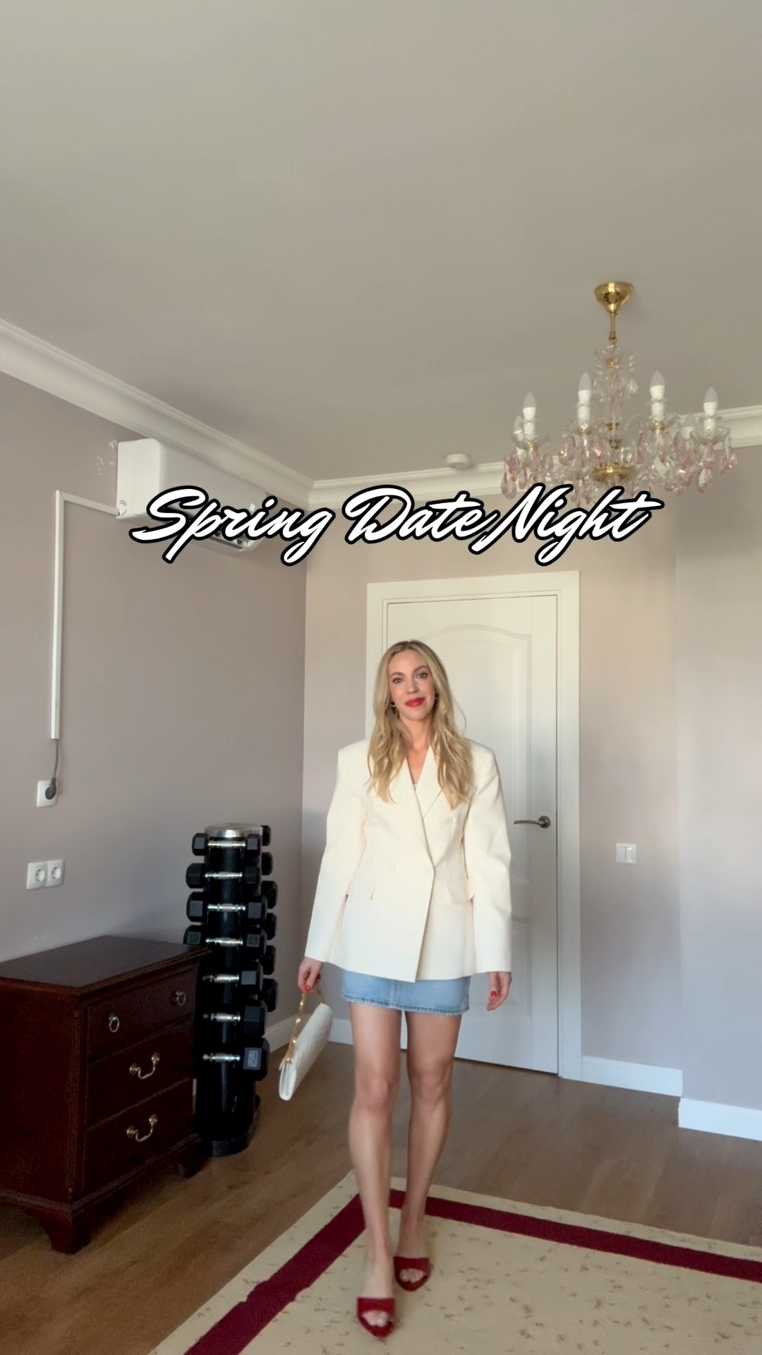 Spring date night, GRWM, white blazer, @levi denim mini skirt, peep toe mules, red sandals, YSL clutch

#LTKgrwm #LTKOver40 #LTKSeasonal