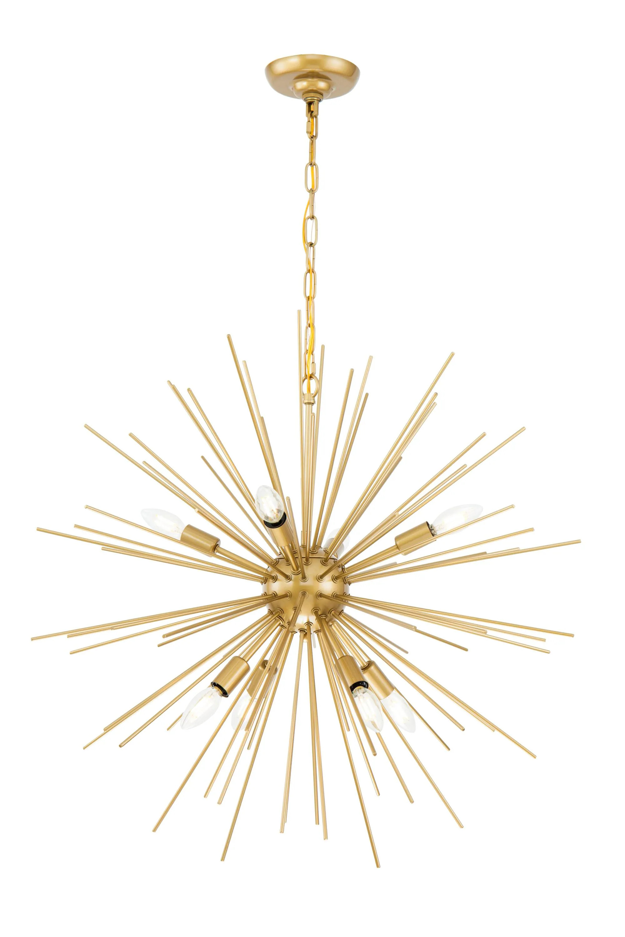 Elegant Decor Home Furnishing 8 -Light Brass Industrial Sputnik Large Hanging Pendant light | HFDL15117D30BR | Lowe's