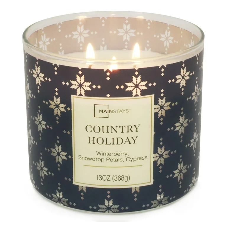 Mainstays 3-wick Country Holiday Snowflake candle, 13-Ounce | Walmart (US)