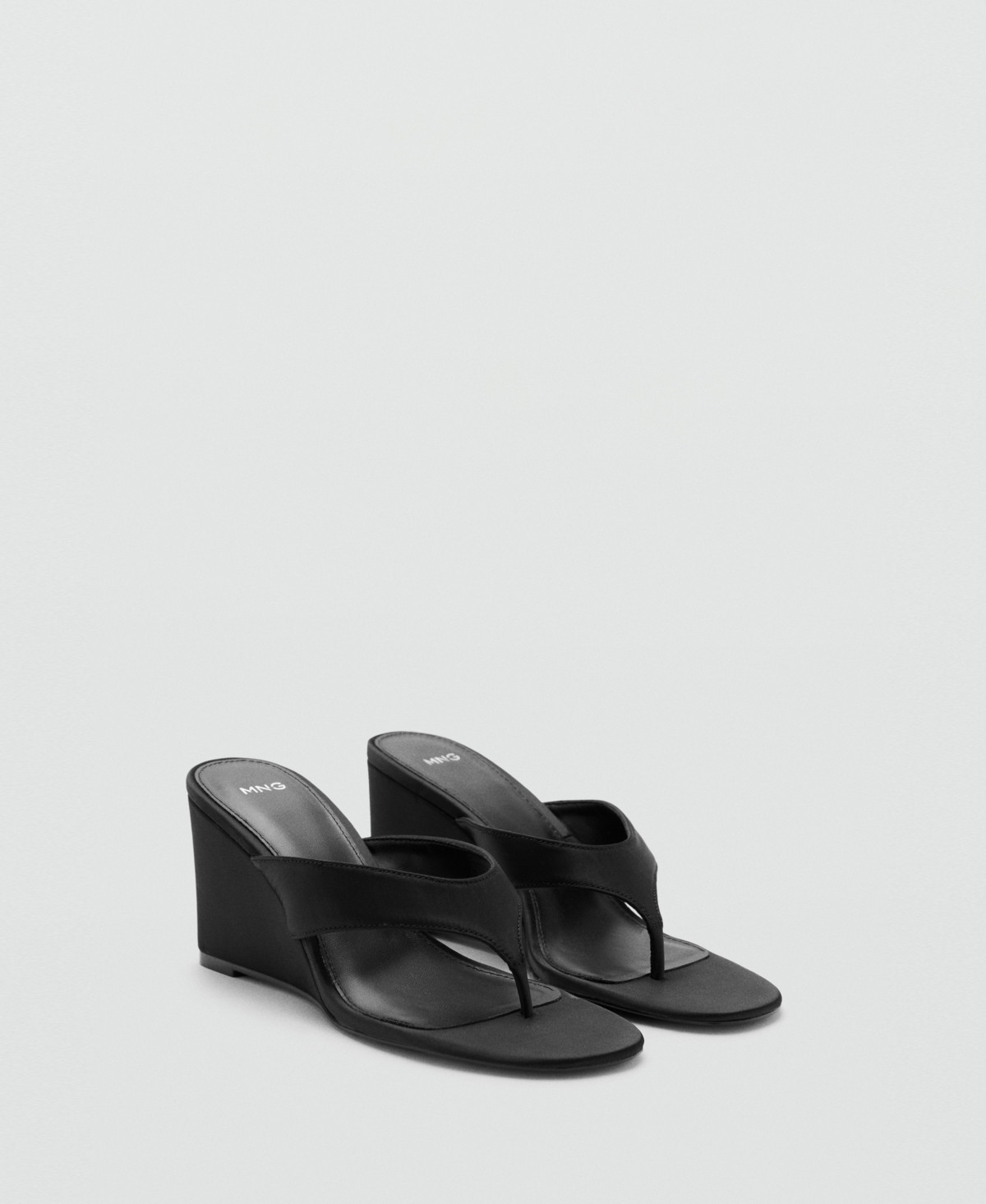 Mango Women's Satin Straps Wedge Sandals - Black | Macy's