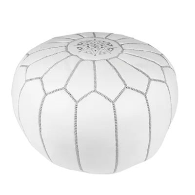 Moroccan Leather Pouf Upholstery: White on White | Wayfair North America