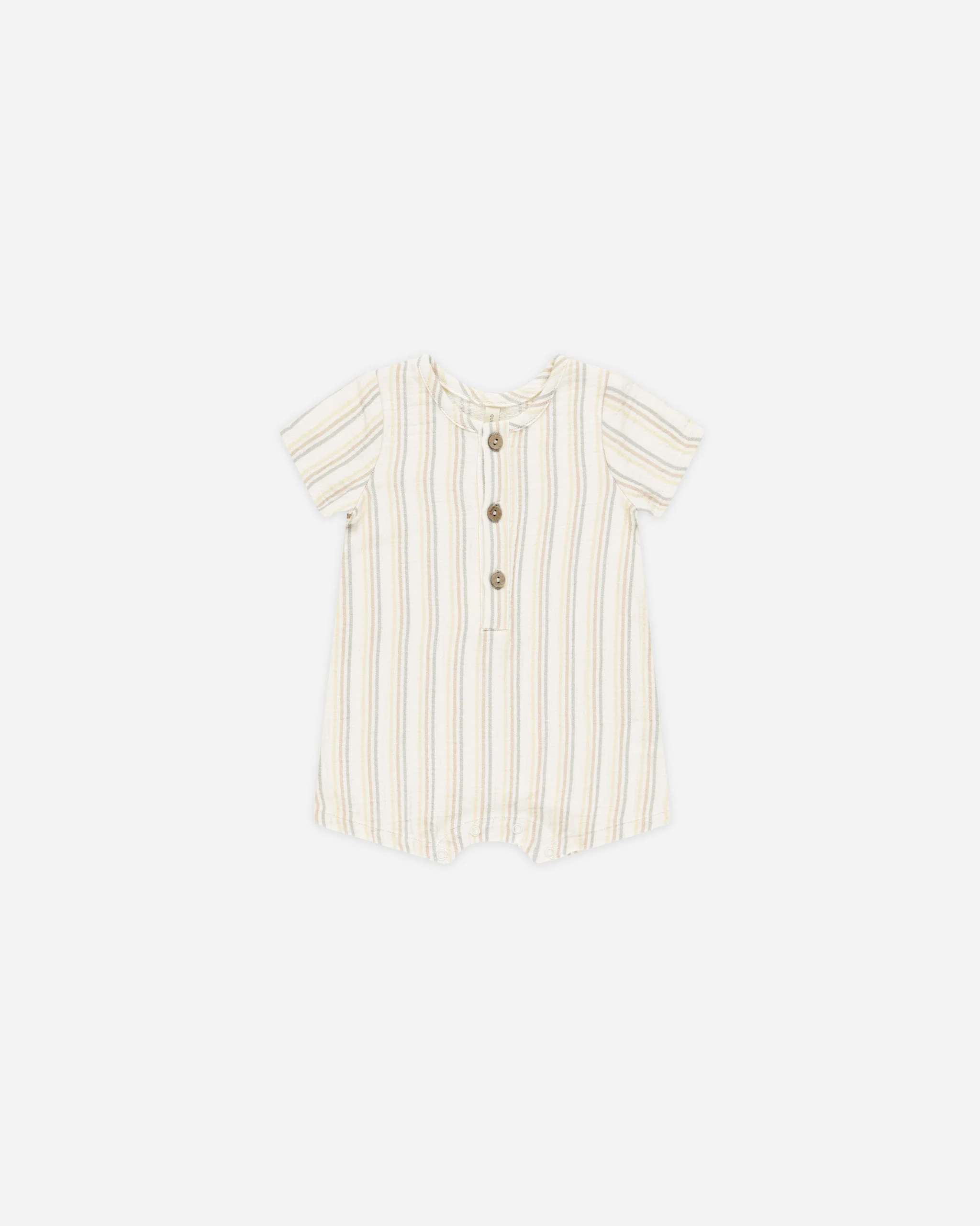Short Sleeve Woven Romper || Summer Stripe | Rylee + Cru