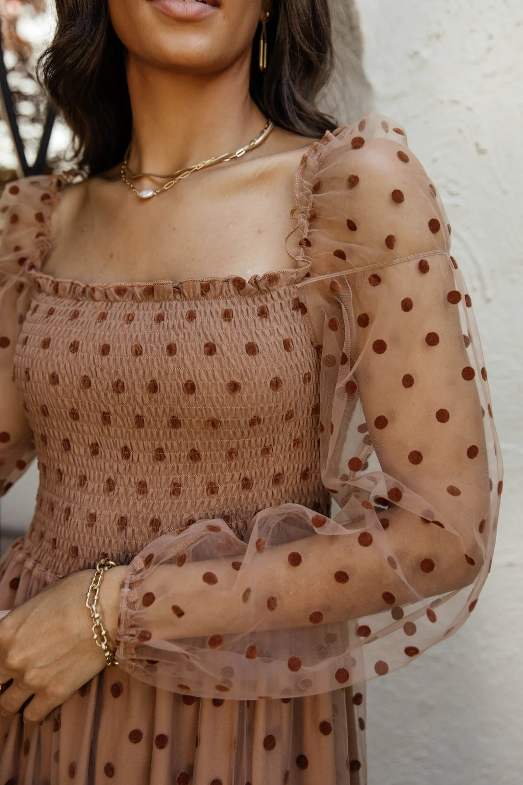 Margo Polka Dot Dress in Brown - böhme | Böhme US