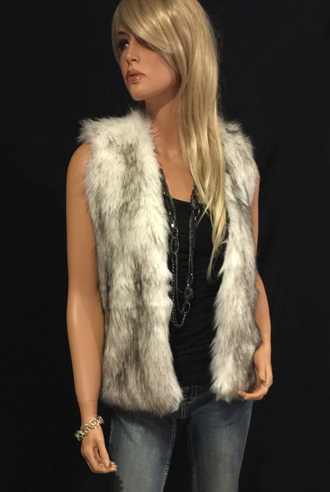 Faux Fur Vest Hip Length In Alaskan Husky  Style: FVA504 | Etsy (US)