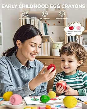 6 Colors Egg Crayons for kids, Palm-Grasp Non Toxic Jumbo Washable Crayons for Kids, Fat Brain To... | Amazon (US)