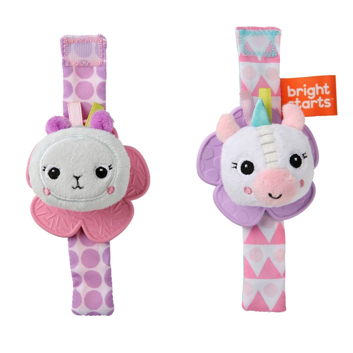 Bright Starts Rattle & Teether Wrist Pals Toy - Unicorn & Llama | Target