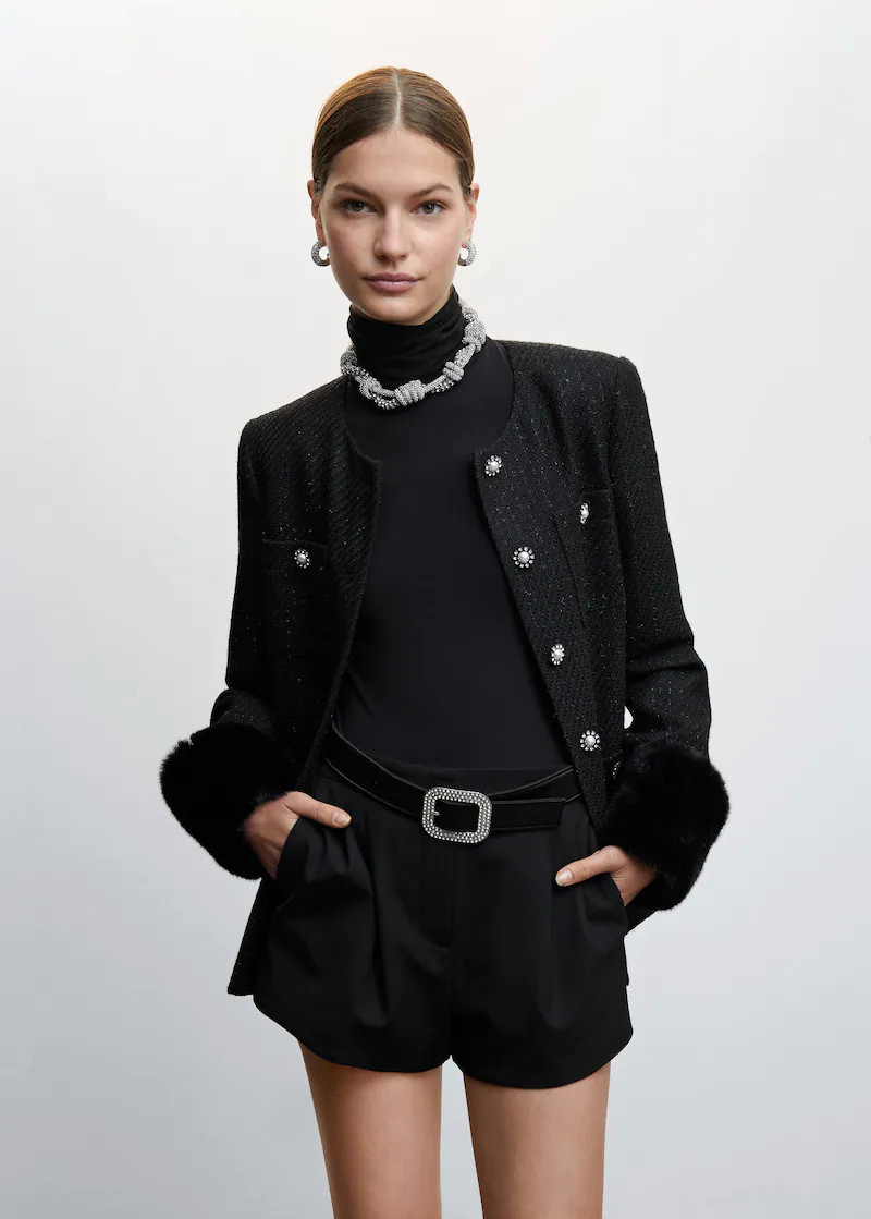 Tweed jacket with jewel buttons | MANGO (US)