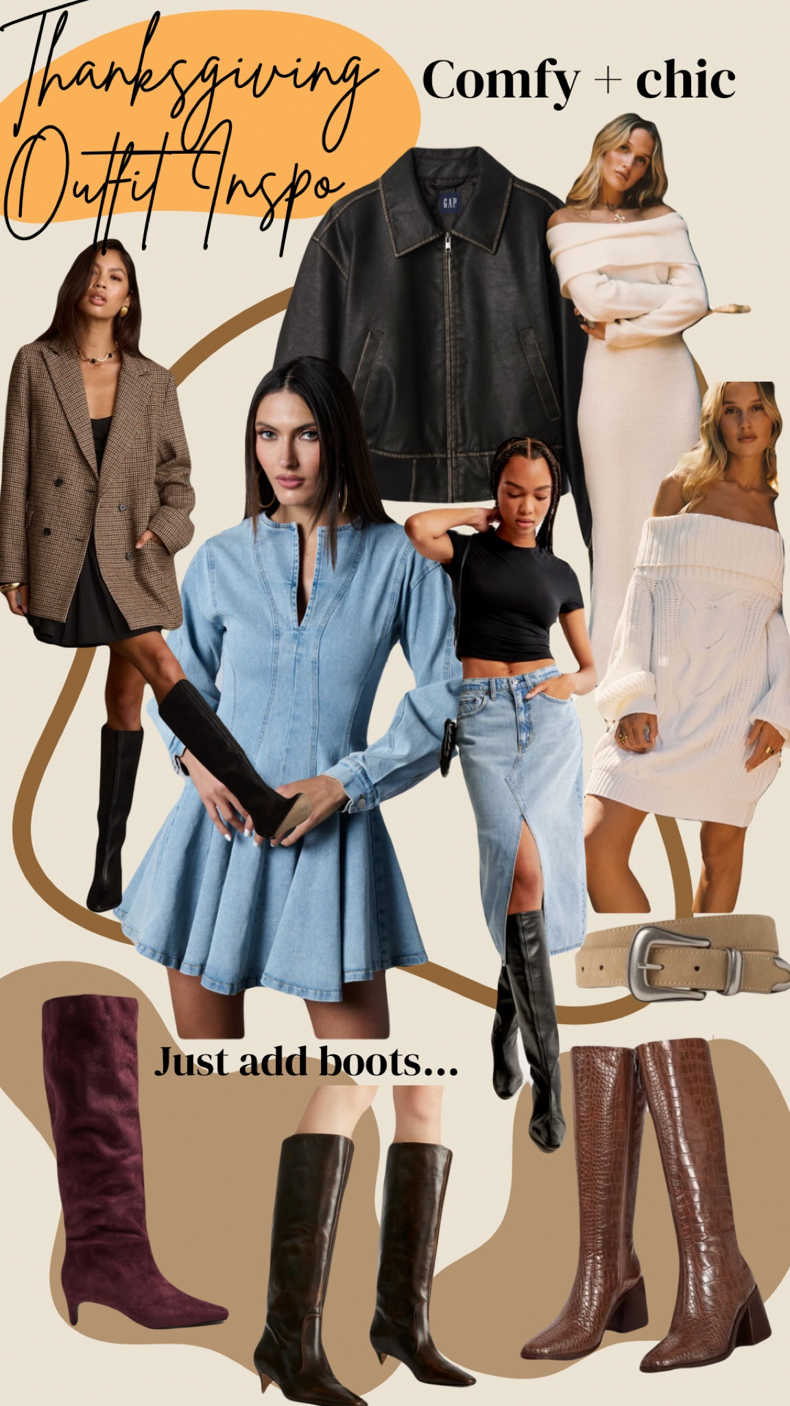 Thanksgiving outfit inspo! Dresses and skirts = comfy and chic! Just add boots to complete the look.

#LTKStyleTip #LTKFindsUnder100 #LTKHoliday