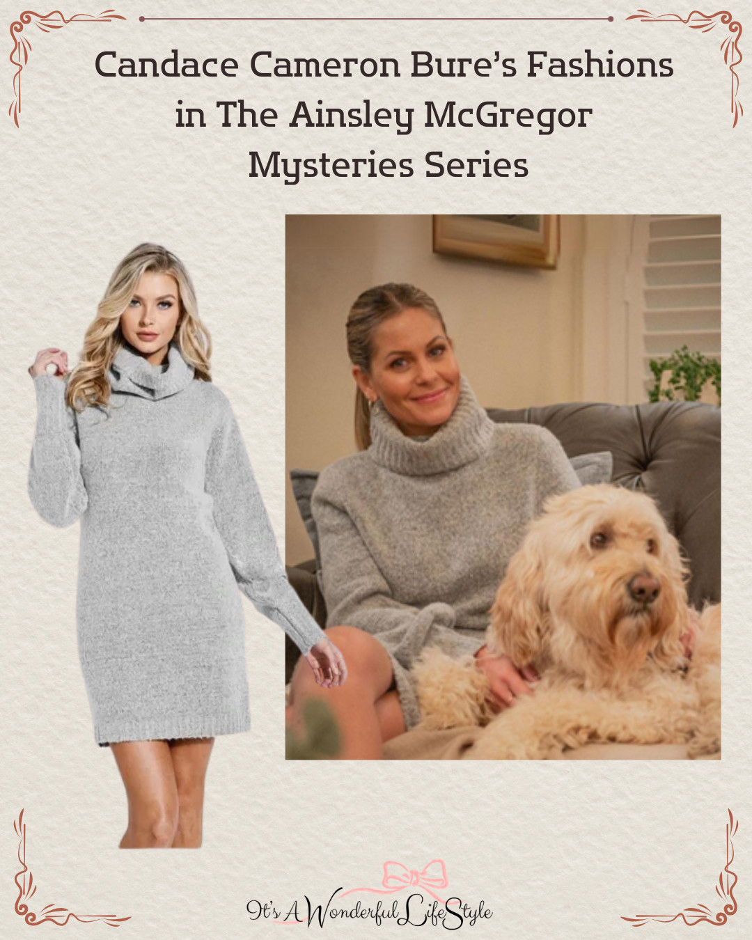 Loved Candace Cameron Bure’s wardrobe in Ainsley McGregor Mysteries? I found her sweater dress from the movie. 

 #LTKdayinmylife #LTKootd #LTKSeasonal