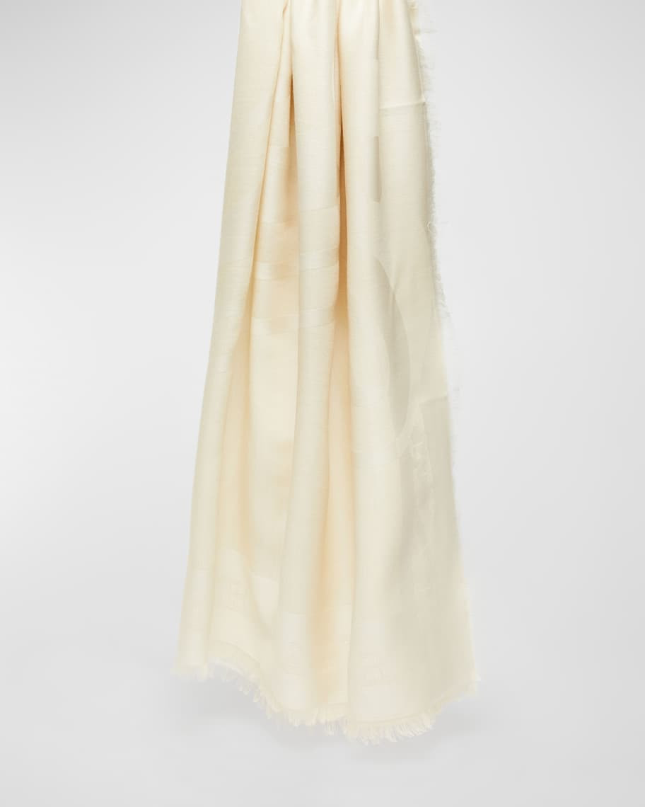 Max Mara Tonal Logo Jacquard Wool-Silk Scarf | Neiman Marcus