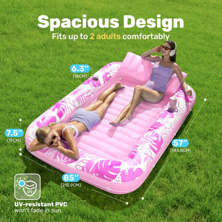 SLOOSH Inflatable Tanning Pool Lounger Float, 85" x 57" Extra Large Suntan Sun Tan tub for Adults... | Walmart (US)