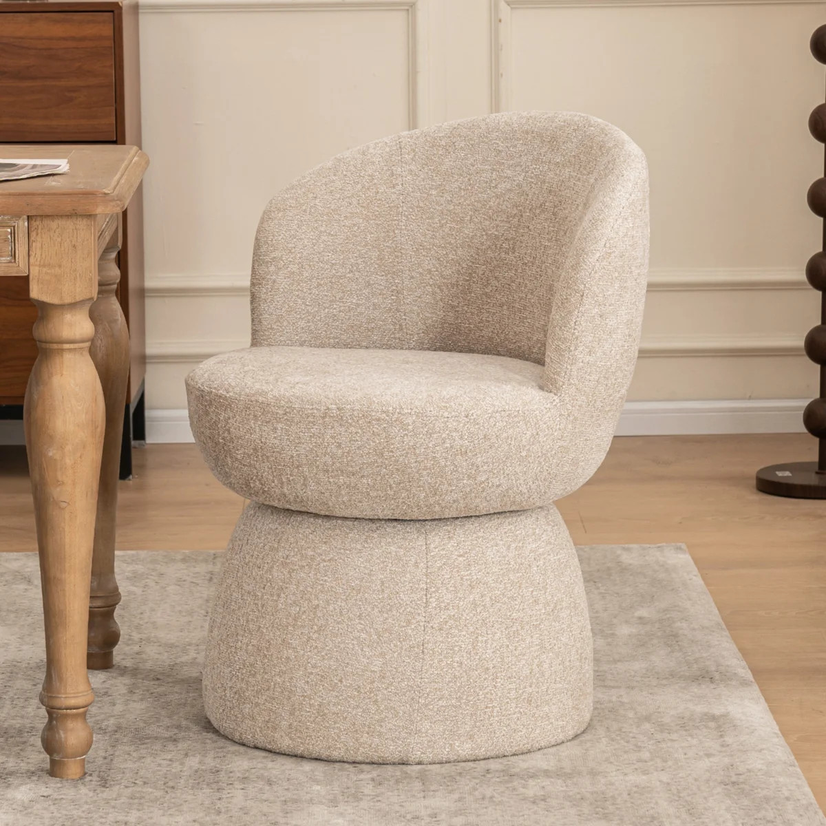 Allis Boucle Swivel Barrel Dining Chair | Wayfair North America