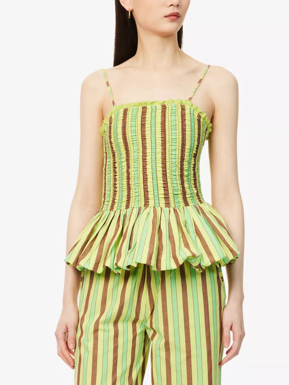 Bethan Stripy-Peplum Cotton Cami Top | Selfridges
