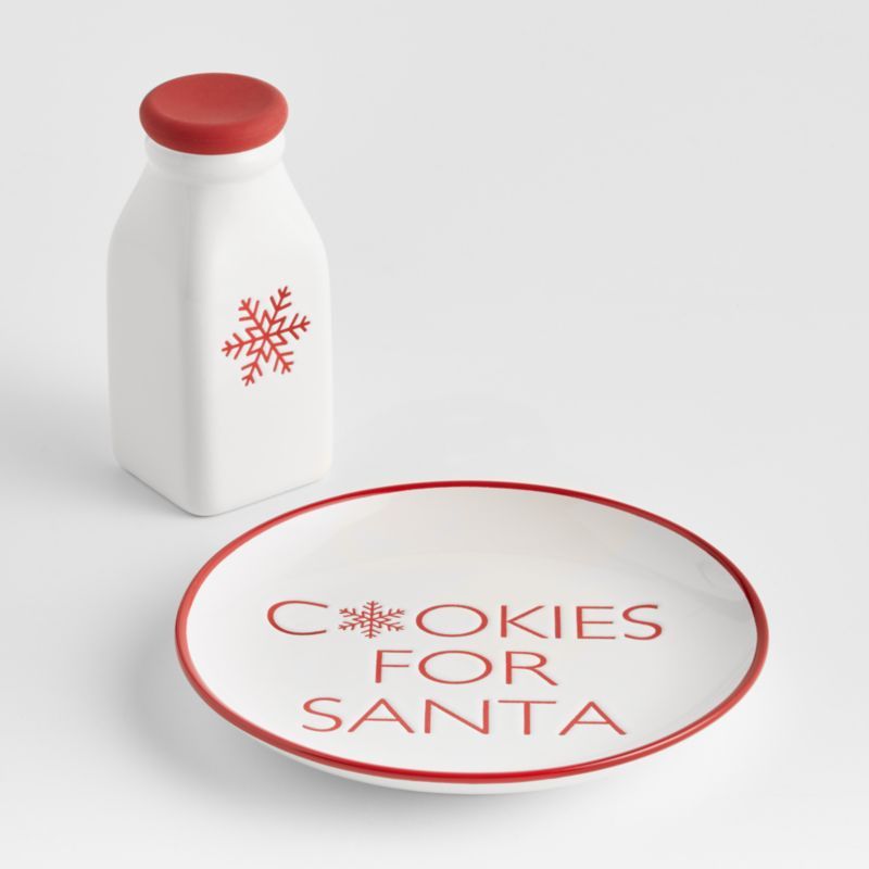 Santa Plate and Bottle | Crate and Barrel | Crate & Barrel