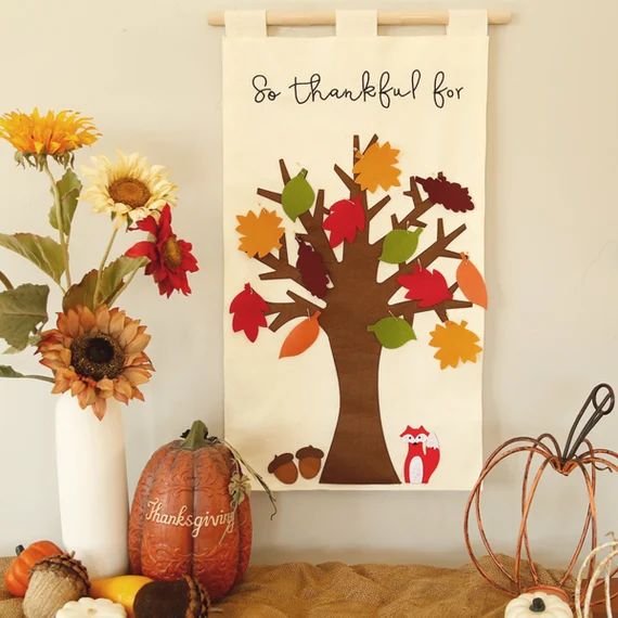 Thankful Tree | Thanksgiving Tradition - Give thanks tree, so thankful for, Fall holiday decor, t... | Etsy (US)