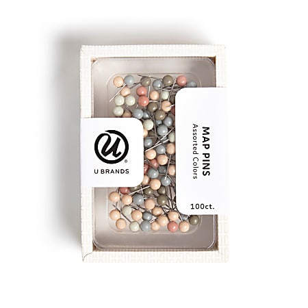 U Brands Map Push Pins Set In Stone Set Of 100 Pins - Office Depot | Office Depot and OfficeMax 