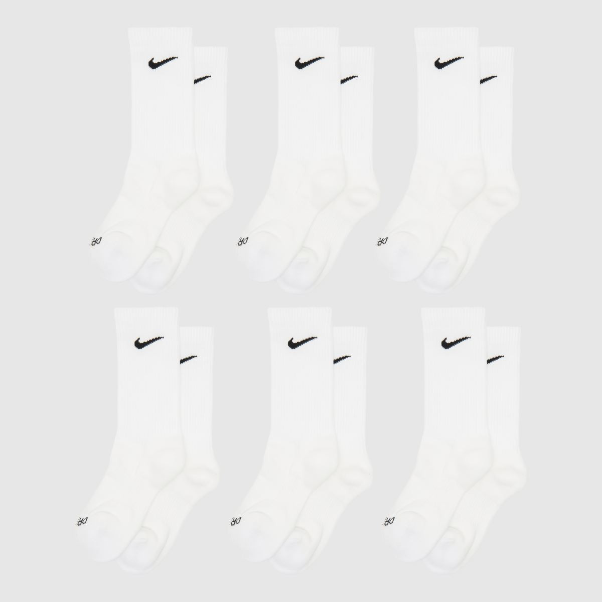 White & Black Nike Crew Socks 6 Pack Socks | schuh | Schuh