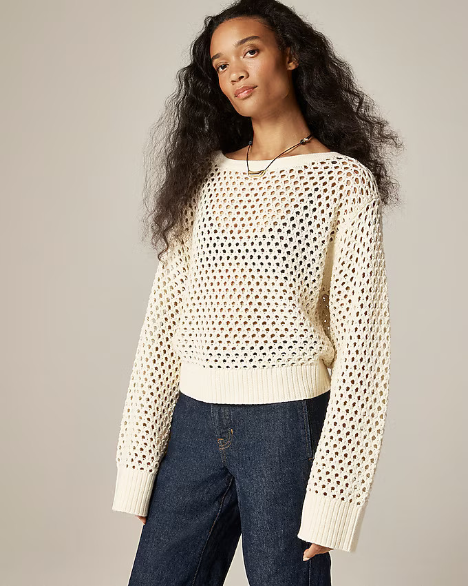 Pointelle boatneck sweater | J. Crew US