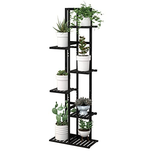 Laiensia Bamboo Plant Stand Rack 6 Tier,Multiple Stand Holder Shelf Rack, Indoor&Outdoor Planter Display Shelves for Patio Garden, Living Room, Corner Balcony and Bedroom,Black | Amazon (US)
