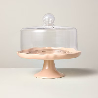 Scalloped Stoneware Covered Dessert Stand Blush - Hearth & Hand™ with Magnolia | Target