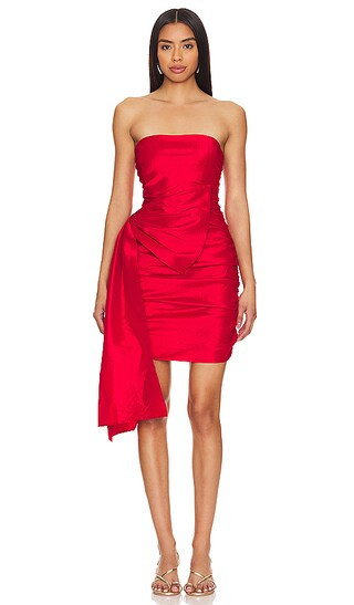 Baxley Bow Mini Dress in Deep Red | Revolve Clothing (Global)
