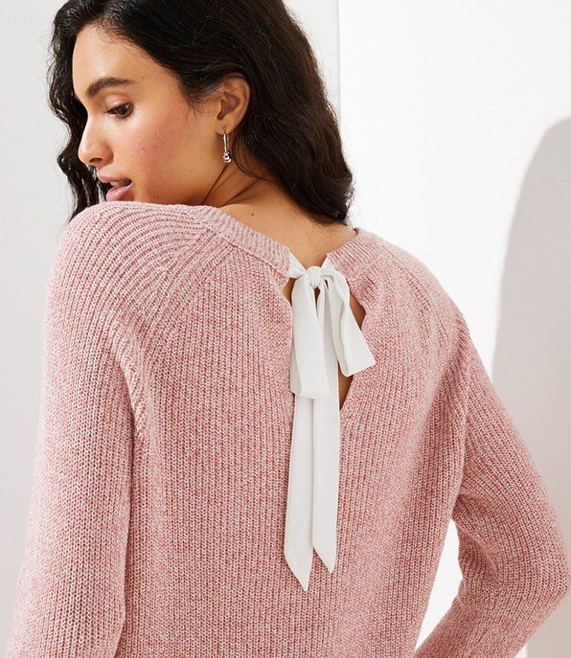Marled Bow Back Sweater | LOFT | LOFT