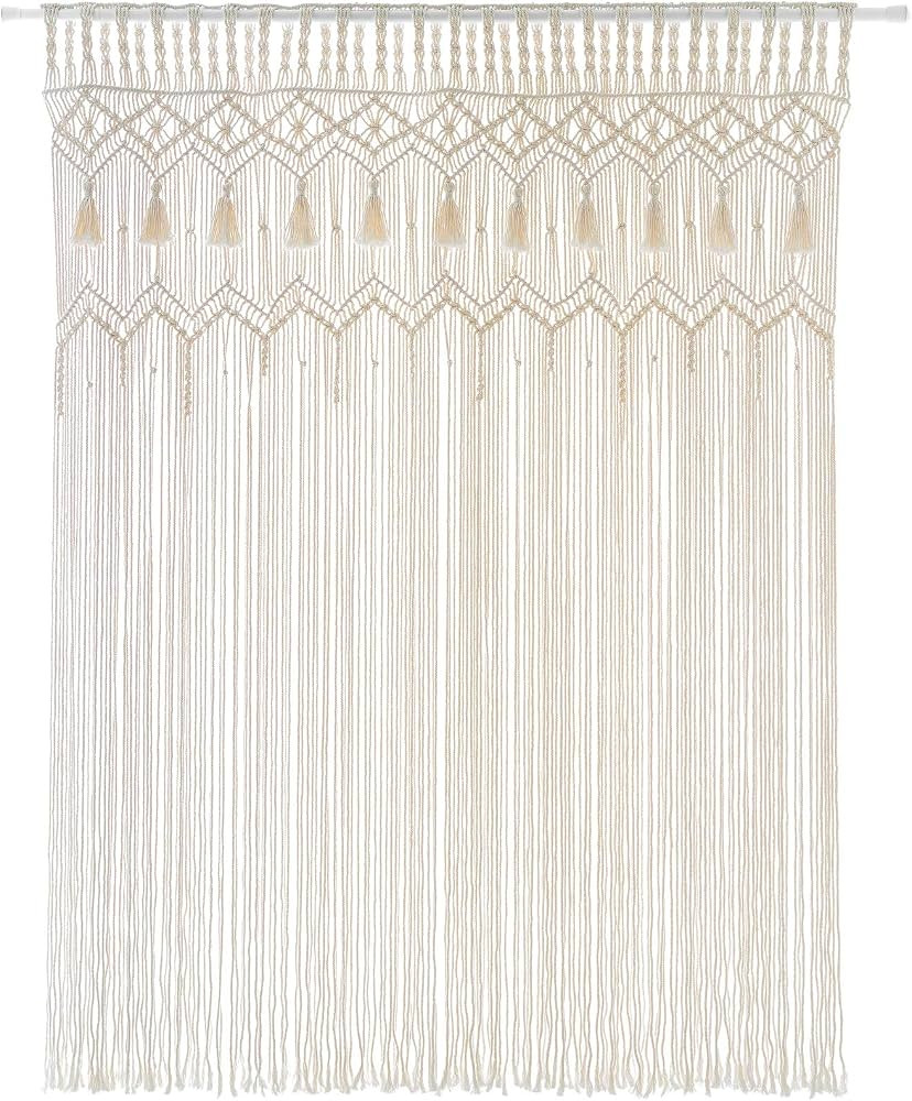 Mkono Macrame Curtain Large Boho Woven Wall Hanging Window Curtains Handmade Bohemian Decor for W... | Amazon (US)