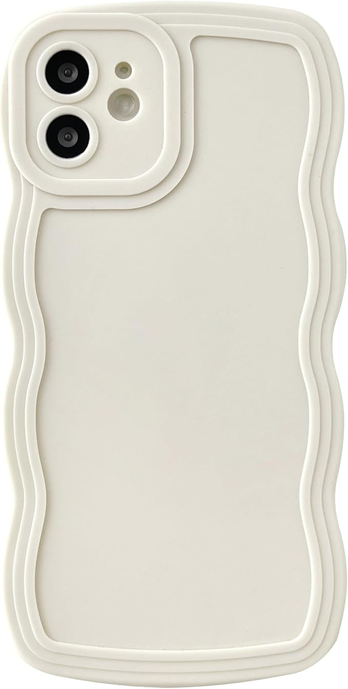 Caseative for iPhone 12 Case,Solid Color Curly Wave Frame Soft Phone Case (White) | Amazon (US)
