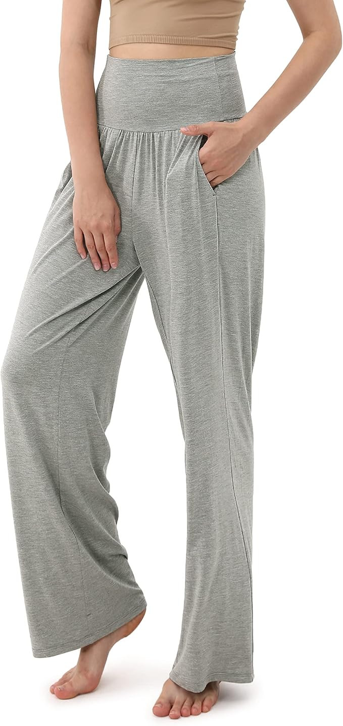 ODODOS Women's Wide Leg Palazzo Lounge Pants with Pockets Light Weight Loose Comfy Casual Pajama ... | Amazon (US)